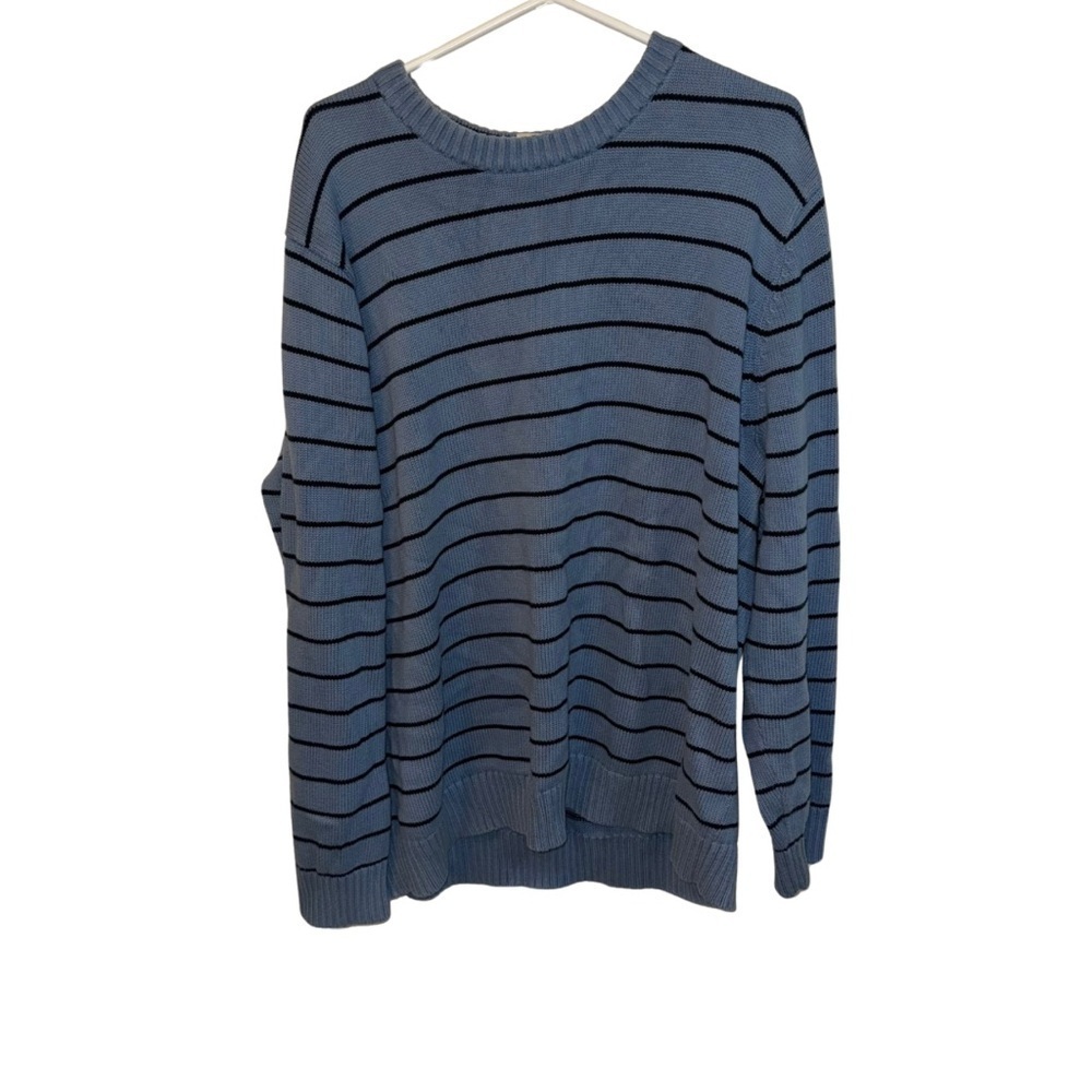 L.L. Bean Crewneck Sweater Blue and Black Stripes